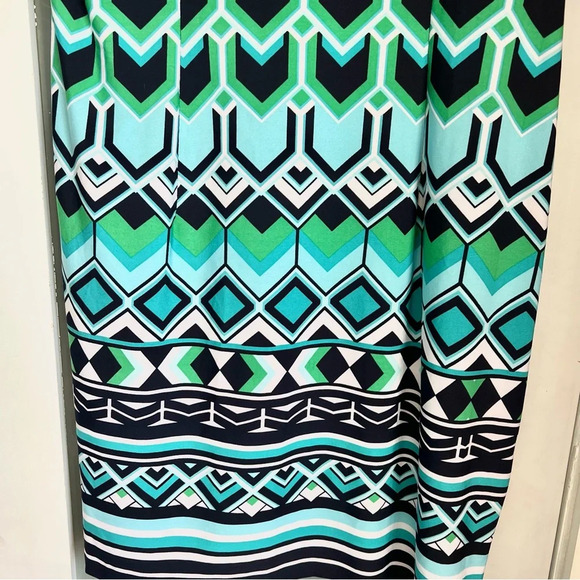 NWT Signature Camryn Dress Geometric Turquoise Navy Green Sheath Petite Size 14P - Picture 11 of 16